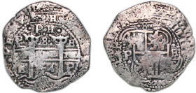 Bolivia Spanish colony 1654 P E-PH 8 Reales - Philip IV (Recovered from: Capitana, sunk in 1654 off Chanduy, Ecuador) Silver (.931) Potosi Mint 20g VF...