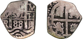 Bolivia Spanish colony 1688 P VR 1 Real - Charles II Silver (.931) Potosi Mint (1809670) 1.88g XF Cut KM 23