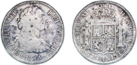 Mexico 1784 FM 8 Reales - Carlos III Silver (.917) Mexico City Mint 26.44g XF Chopmarked KM 106