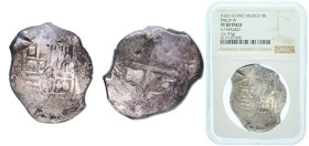 Mexico Spanish colony 1621 - 1667 Mo 8 Reales - Felipe IV Silver (.9306) Mexico City Mint 26.97g NGC VF Damage KM 45