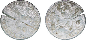 Mexico Spanish colony 1752 MF 8 Reales - Fernando VI Silver (.917) Mexico City Mint 26.71g VF Chopmarked Cut KM 104