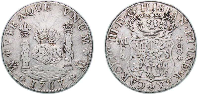 Mexico Spanish colony 1767 Mo MF 8 Reales - Carlos III Silver (.917) Mexico City...