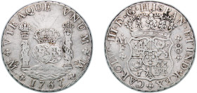 Mexico Spanish colony 1767 Mo MF 8 Reales - Carlos III Silver (.917) Mexico City Mint 26.74g VF KM 105