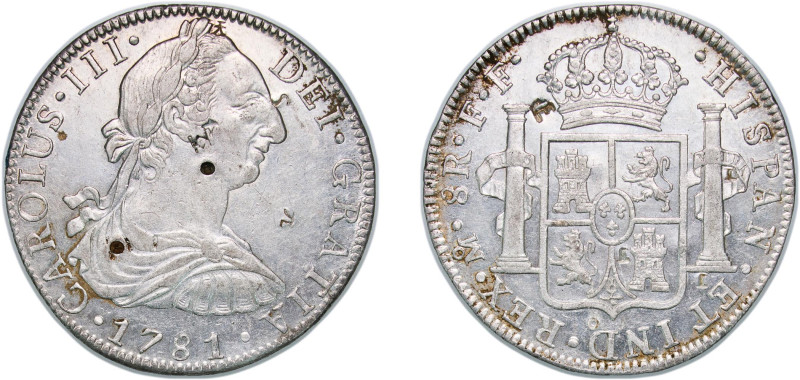Mexico Spanish colony 1781 Mo FF 8 Reales - Carlos III Silver (.917) Mexico City...