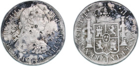 Mexico Spanish colony 1782 FF 8 Reales - Carlos III Silver (.917) Mexico City Mint 25.9g VF Chopmarked KM 106