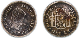 Mexico Spanish colony 1782 Mo FF ½ Real - Carlos III Silver (.903) Mexico City Mint 1.6g VF KM 69