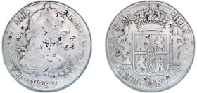 Mexico Spanish colony 1789 FM 8 Reales - Carlos III Silver (.896) Mexico City Mint 26.34g VF Chopmarked KM 106a