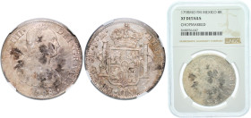Mexico Spanish colony 1798 Mo FM 8 Reales - Carlos IV Silver (.903) Mexico City Mint 27.07g NGC XF Chopmarked KM 109