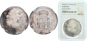 Mexico Spanish colony 1805 Mo TH 8 Reales - Carlos IV Silver (.903) Mexico City Mint 27.07g NGC VF Chopmarked KM 109