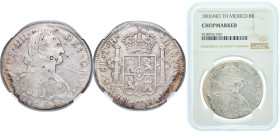 Mexico Spanish colony 1806 Mo TH 8 Reales - Carlos IV Silver (.903) Mexico City Mint 27.07g NGC Chopmarked KM 109