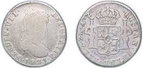 Mexico Spanish colony 1821 Z AZ 2 Reales - Ferdinand VII (Zacatecas - Royalist Coinage) Silver (.903) Zacatecas Mint 6.51g VF KM 93.4
