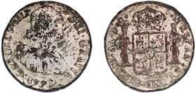 Peru Spanish colony ¨1779¨ LIMAE IJ 8 Reales - Carlos IV (Contemporary counterfeit in Copper clad silver, circulated Southeast Asia, Bust Carlo IV not...