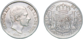 Philippines Spanish colony 1885 50 Centavos - Alfonso XII Silver (.835) Manila Mint (22721818) 12.93g AU KM 150