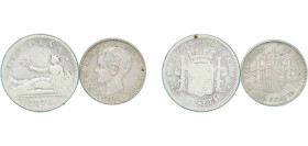 Spain 1870 - 1901 Pesetas (2 Lots，Weight all 14.68gr) Silver Madrid Mint VF