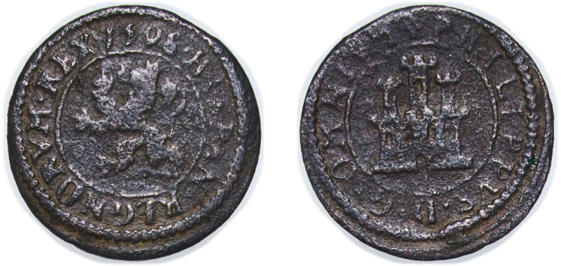 Spain Kingdom 1598 1 Maravedi - Felipe II (Segovia,milled) Billon Segovia Mint 1...