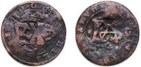 Spain Kingdom 1658 - 1659 4 Maravedis - Philip IV (countermarked) Billon 4.78g VF