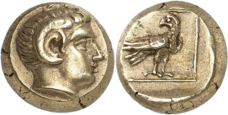 GRÈCE ANTIQUE - GREEK
Éolide, Lesbos (île de). Hecté (1/6e de statère) ND (375-...