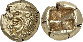GRÈCE ANTIQUE - GREEK
Ionie, Érythrées. Hecté d’électrum (sixième de statère) ND (c.500 av. J.-C.), Érythrées.
Av. Tête d'Héraclès à gauche, coiffé ...