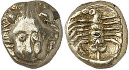 GRÈCE ANTIQUE - GREEK
Ionie, Milet. 1/48e de statère ND (550-500 av. J.-C.), Milet ?
Av. Mufle de lion de face. 
Rv. Scorpion dans un carré creux....