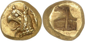 GRÈCE ANTIQUE - GREEK
Ionie, Phocée. Hecté d’électrum (sixième de statère) ND (625-522 av. J.-C.), Phocée.
Av. Tête de griffon à gauche ; derrière, ...