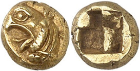 GRÈCE ANTIQUE - GREEK
Ionie, Phocée. 1/24e de statère ND (625-522 av. J.-C.), Phocée.
Av. Tête de griffon à gauche ; derrière, un phoque. 
Rv. Carr...