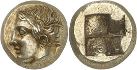 GRÈCE ANTIQUE - GREEK
Ionie, Phocée. Hecté d’électrum (sixième de statère) ND (478-387 av. J.-C.), Phocée.
Av. Tête féminine à gauche, à la chevelur...