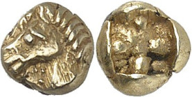 GRÈCE ANTIQUE - GREEK
Ionie, cité indéterminée. 1/48e de statère ND (600-550 av. J.-C.).
Av. Tête de cheval harnaché et bridé à gauche. 
Rv. Carré ...