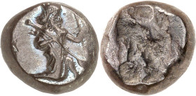 GRÈCE ANTIQUE - GREEK
Perse, empire achéménide, Darius Ier ou Xerxès Ier (521-486-465). Sicle ou hémistatère ND (500-480 av. J.-C.).
Av. Le Grand Ro...