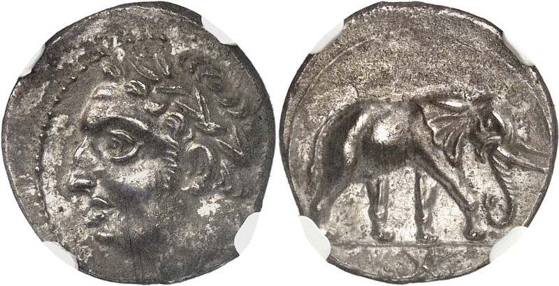 GRÈCE ANTIQUE - GREEK
Zeugitane, Carthage. Demi-shekel ND (213-210 av. J.-C.), ...
