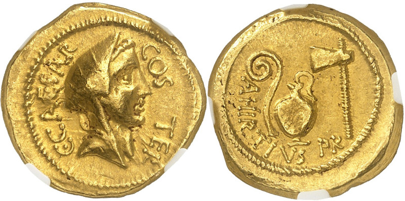 RÉPUBLIQUE ROMAINE - ROMAN REPUBLIC
Jules César (60-44 av. J.-C.). Aureus ND (4...