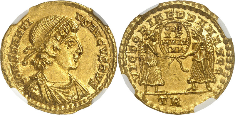 EMPIRE ROMAIN - ROMAN
Constance II (337-361). Solidus ND (344-347), Trèves.
Av...