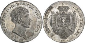 ALLEMAGNE - GERMANY
Berg et Clèves (Grand-duché de), Joachim Murat (1806-1808). Cassa thaler, 1er type 1807 TS, Düsseldorf.
Av. IOACHIM GROSHERZOG V...