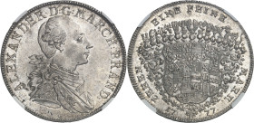 ALLEMAGNE - GERMANY
Brandebourg-Ansbach-Bayreuth, Charles-Alexandre (1757-1791). Thaler 1777 G, Schwabach.
Av. ALEXANDER. D: G: MARCH: BRAND:. Buste...