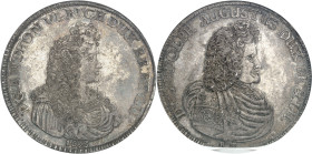 ALLEMAGNE - GERMANY
Brunswick-Wolfenbüttel, Rodolphe-Auguste et Anton-Ulrich (1685-1704). Thaler 1693 RB, Goslar.
Av. D: G: RUDOLPH AUGUSTUS DUX BR:...