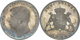 ALLEMAGNE - GERMANY
Hohenzollern-Sigmaringen, Charles (1831-1848). 2 florins 1848, D, Munich.
Av. CARL FÜRST ZU HOHENZOLLERN SIGMARINGEN. Tête nue à...