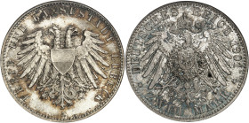 ALLEMAGNE - GERMANY
Lübeck (ville libre de). 2 (zwei) mark 1901, A, Berlin.
Av. FREIE UND HANSESTADT LÜBECK. Aigle bicéphale éployée, avec écu en cœ...