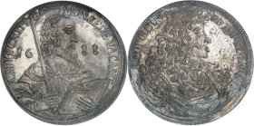 ALLEMAGNE - GERMANY
Münster (évêché de), Siège vacant (1688). Thaler au nom de l’empereur Léopold Ier 1688 GS, Münster.
Av. CAPIT. CATH. EC - MON. S...