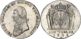 ALLEMAGNE - GERMANY
Prusse, Frédéric-Guillaume III (1797-1840). Thaler 1805, A, Berlin.
Av. FRIEDR. WILHELM III KŒNIG VON PREUSSEN. Buste en uniform...
