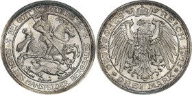 ALLEMAGNE - GERMANY
Prusse, Guillaume II (1888-1918). 3 (drei) mark, 100e anniversaire du rattachement du comté de Mansfeld au royaume de Prusse 1915...