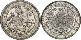 ALLEMAGNE - GERMANY
Prusse, Guillaume II (1888-1918). 3 (drei) mark, 100e anniversaire du rattachement du comté de Mansfeld au royaume de Prusse 1915...