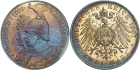 ALLEMAGNE - GERMANY
Prusse, Guillaume II (1888-1918). 2 (zwei) mark, bicentenaire du Royaume de Prusse, Flan bruni (PROOF) 1901, A, Berlin.
Av. + FR...