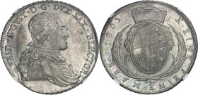 ALLEMAGNE - GERMANY
Saxe, Frédéric-Auguste III, prince-électeur (1763-1806). Thaler 1803 IEC, Dresde.
Av. FRID. AVGVST. D. G. DVX SAX. ELECTOR. Bust...