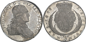 ALLEMAGNE - GERMANY
Saxe, Frédéric-Auguste III, prince-électeur (1763-1806). Thaler 1805 SGH, Dresde.
Av. FRID. AVGVST. D. G. DVX SAX. ELECTOR. Bust...