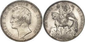 ALLEMAGNE - GERMANY
Saxe, Jean Ier (1854-1873). Thaler de victoire (Siegestaler) 1871, B, Dresde.
Av. IOHANN V. G. G. KOENIG VON SACHSEN. Tête nue à...