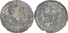 ALLEMAGNE - GERMANY
Saxe-Weimar, Frédéric-Guillaume I (1573-1602) et Jean II (1602-1605). Thaler 1593, Saalfeld.
Av. D: G. FRI. WILL. ET. IOHANNES. ...