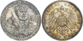ALLEMAGNE - GERMANY
Saxe-Weimar-Eisenach, Guillaume-Ernest (1901-1918). 5 mark, 350e anniversaire de l’Université de Iéna 1908, A, Berlin.
Av. JOH. ...