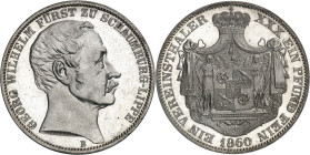 ALLEMAGNE - GERMANY
Schaumbourg-Lippe, Georges Guillaume (1807-1860). Thaler 1860, B, Hanovre.
Av. GEORG WILHELM FÜRST ZU SCHAUMBURG-LIPPE. Tête nue...