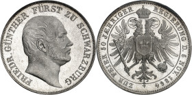 ALLEMAGNE - GERMANY
Schwarzbourg-Rudolstadt, Frédéric Günther (1807-1867). Thaler, 50 ans de règne 1864, Munich.
Av. FRIEDR. GÜNTHER FÜRST ZU SCHWAR...