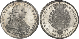 ALLEMAGNE - GERMANY
Wurtemberg, Charles II (1737-1793). Thaler de convention 1777 DFH, Stuttgart.
Av. CAROLVS D: G: - DVX WURT: & TEC. Buste cuirass...