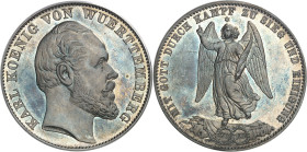 ALLEMAGNE - GERMANY
Wurtemberg, Charles (1864-1891). Thaler de victoire (Siegestaler), Flan bruni (PROOF) 1871, Stuttgart.
Av. KARL KOENIG VON WUERT...